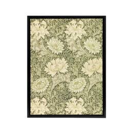 "Artery8 Chrysanthemum Flower Pattern Framed Canvas Wall Art Print William Morris in Green - Size: W12"" x H16""" - thumbnail 1