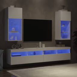 Berkfield Home TV Cabinets with LED Lights 2 pcs White 40.5x30x90 cm - thumbnail 4