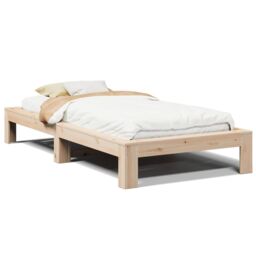 Berkfield Home Bed Frame without Mattress 100x200 cm Solid Wood Pine in Brown - thumbnail 2