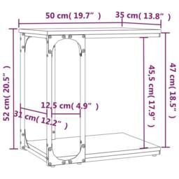 Berkfield Home Side Table Grey Sonoma 50x35x52 cm Engineered Wood - Size: 50 x 35 x 52 cm - thumbnail 8