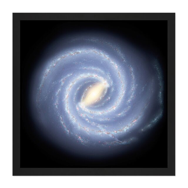 "Artery8 Wall Art Print Space NASA Milky Way Galaxy Map Stars Square Framed Picture 16X16 Inch in Black - Size: W16"" x H16""" - image 1