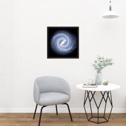"Artery8 Wall Art Print Space NASA Milky Way Galaxy Map Stars Square Framed Picture 16X16 Inch in Black - Size: W16"" x H16""" - thumbnail 2