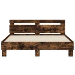 Berkfield Home Bed Frame without Mattress Smoked Oak 140x190 cm in Brown - thumbnail 5