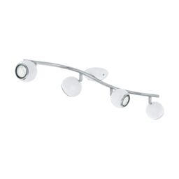 Loops Flush 4 Spots Ceiling Light Colour White Chrome Shade Bulb GU10 4x3W Incl
