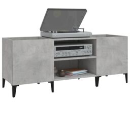 Berkfield Home Record Cabinet Concrete Grey 121x38x48 cm Engineered Wood - Size: 121 x 38 x 48 cm - thumbnail 4