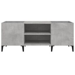 Berkfield Home Record Cabinet Concrete Grey 121x38x48 cm Engineered Wood - Size: 121 x 38 x 48 cm - thumbnail 5
