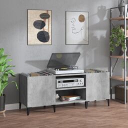 Berkfield Home Record Cabinet Concrete Grey 121x38x48 cm Engineered Wood - Size: 121 x 38 x 48 cm - thumbnail 1