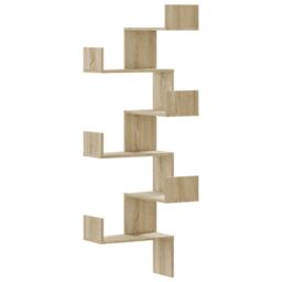 Berkfield Home Wall Corner Shelf Sonoma Oak 45x45x147 cm Engineered Wood in Brown - Size: 45 x 45 x 147 cm - thumbnail 2