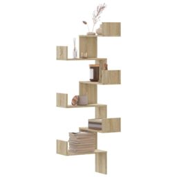 Berkfield Home Wall Corner Shelf Sonoma Oak 45x45x147 cm Engineered Wood in Brown - Size: 45 x 45 x 147 cm - thumbnail 1