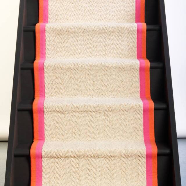 RainbowHome Herringbone Keswick Cream Fleck Sunset Trim Stair Runner - Size: 20 cm x 12 cm - image 1