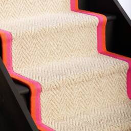 RainbowHome Herringbone Keswick Cream Fleck Sunset Trim Stair Runner - Size: 20 cm x 12 cm - thumbnail 2