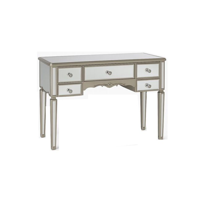 Melody Maison Large Mirrored Dressing Table, Mirror & Stool Set - Tiffany Range in Metallic Silver - image 1