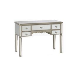 Melody Maison Large Mirrored Dressing Table, Mirror & Stool Set - Tiffany Range in Metallic Silver - thumbnail 1