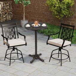 VOGREX Bronze 61cm Round Cast Aluminum Patio Bar Table - thumbnail 5