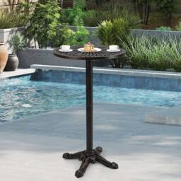 VOGREX Bronze 61cm Round Cast Aluminum Patio Bar Table - thumbnail 3