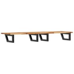 Berkfield Home Elegant Basin Shelf Wall Mounted Steel & Solid Wood Acacia in Brown - thumbnail 6
