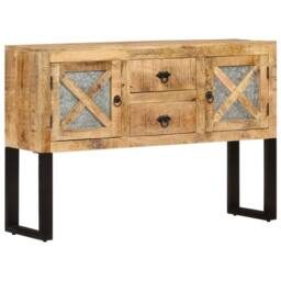 Berkfield Home Sideboard 110x30x74 cm Rough Mango Wood in Brown - Size: 110 x 30 x 74 cm - thumbnail 2
