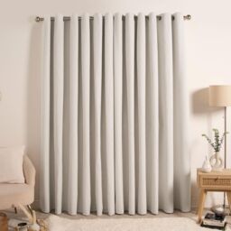 OHS Pair Of Boucle Curtains Eyelet Blackout in Cream - Size: 167 cm width x 137 cm drop - thumbnail 1