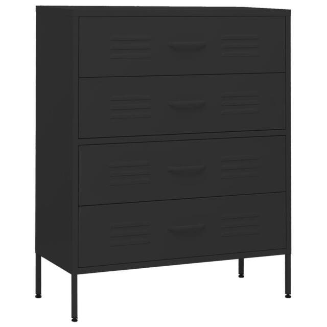 Berkfield Home Chest of Drawers Black 80x35x101.5 cm Steel - image 1