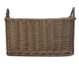Red Hamper Wicker Antique Wash Rectangular Hessian Lined Basket in Brown - thumbnail 3