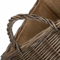 Red Hamper Wicker Antique Wash Rectangular Hessian Lined Basket in Brown - thumbnail 4