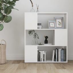 Berkfield Home Book Cabinet Room Divider White 80x24x94 cm Engineered Wood - Size: 80 x 24 x 94 cm - thumbnail 3