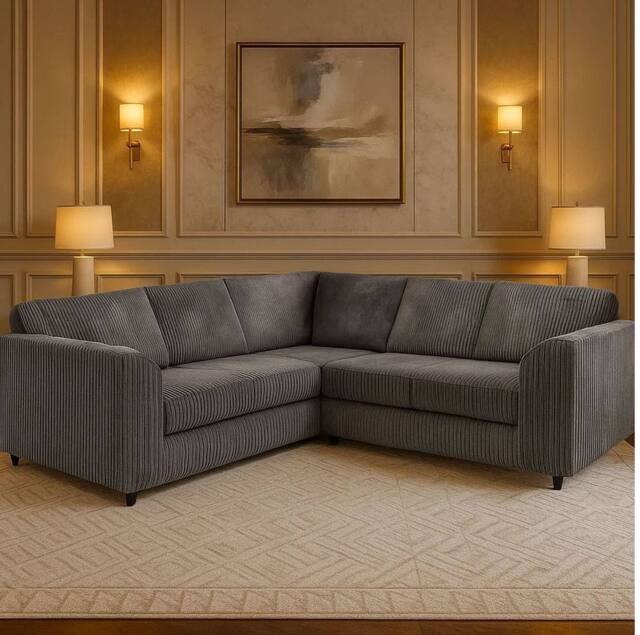 Furniture 786 Jumbo Cord Full Back 2c2 Corner Sofa in Grey - image 1