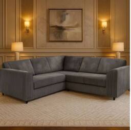 Furniture 786 Jumbo Cord Full Back 2c2 Corner Sofa in Grey - thumbnail 1