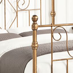 OAT Home Belgravia Victorian Style Distressed Antique Brass Effect Metal Bed Frame in Bronze - Size: Double - thumbnail 6