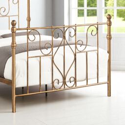 OAT Home Belgravia Victorian Style Distressed Antique Brass Effect Metal Bed Frame in Bronze - Size: Double - thumbnail 5