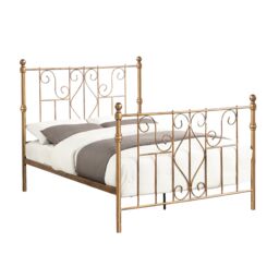 OAT Home Belgravia Victorian Style Distressed Antique Brass Effect Metal Bed Frame in Bronze - Size: Double - thumbnail 7