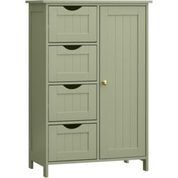 VASAGLE Bathroom Floor Storage Cabinet 4 Drawers 1 Door Adjustable in Olive - thumbnail 7