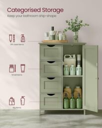 VASAGLE Bathroom Floor Storage Cabinet 4 Drawers 1 Door Adjustable in Olive - thumbnail 3