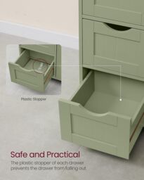 VASAGLE Bathroom Floor Storage Cabinet 4 Drawers 1 Door Adjustable in Olive - thumbnail 6