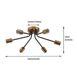 NIVOR Modern Gold 6-Light Chandelier Semi Flush Ceiling Light for Indoor in Black - thumbnail 2