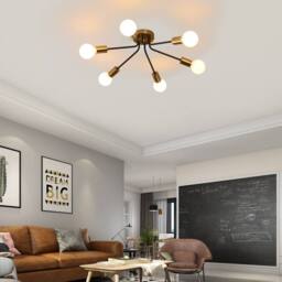 NIVOR Modern Gold 6-Light Chandelier Semi Flush Ceiling Light for Indoor in Black - thumbnail 4