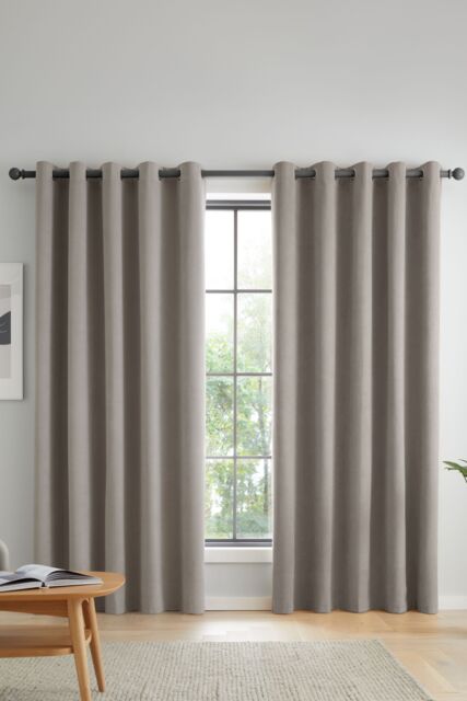 Catherine Lansfield 'Wilson' Blackout Thermal Eyelet Curtains in Grey - Size: 117 cm width x 183 cm drop - image 1