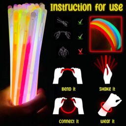 "Shatchi 100 8""Glow Sticks Bracelets Light Neon Colors & 100 Bracelets Connectors" - thumbnail 4