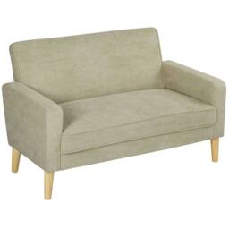 Wyld Haus Vikava Beige Velvet Feel 2 Seater Loveseat Natural Wood Legs - thumbnail 2