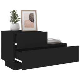 Berkfield Home Bedside Cabinet with LED Lights Black 70x36x40.5 cm - thumbnail 4