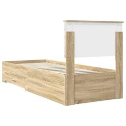 Berkfield Home Bed Frame Sonoma Oak & Silver 75 x 190 cm Engineered Wood in Brown - thumbnail 9