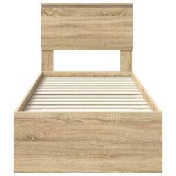 Berkfield Home Bed Frame Sonoma Oak & Silver 75 x 190 cm Engineered Wood in Brown - thumbnail 7