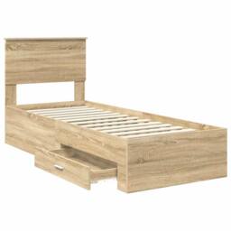Berkfield Home Bed Frame Sonoma Oak & Silver 75 x 190 cm Engineered Wood in Brown - thumbnail 5