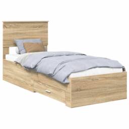 Berkfield Home Bed Frame Sonoma Oak & Silver 75 x 190 cm Engineered Wood in Brown - thumbnail 2