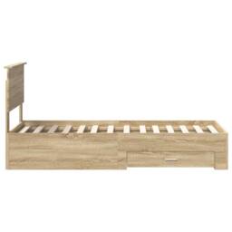 Berkfield Home Bed Frame Sonoma Oak & Silver 75 x 190 cm Engineered Wood in Brown - thumbnail 8