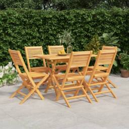 Berkfield Home 7 Piece Garden Dining Set Solid Wood Teak in Brown - thumbnail 1