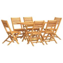 Berkfield Home 7 Piece Garden Dining Set Solid Wood Teak in Brown - thumbnail 2