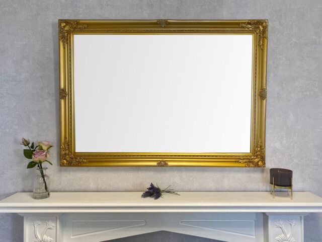 Downton Interiors Antique Gold Extra Large Wood Frame Wall Mirror 106cm 75cm - Size: XL - image 1