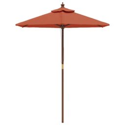 Berkfield Home Garden Parasol with Wooden Pole Terracotta 196x231 cm in Brown - thumbnail 3