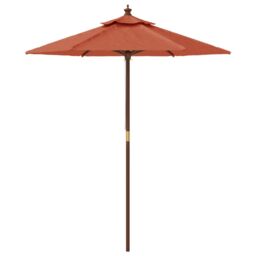 Berkfield Home Garden Parasol with Wooden Pole Terracotta 196x231 cm in Brown - thumbnail 4